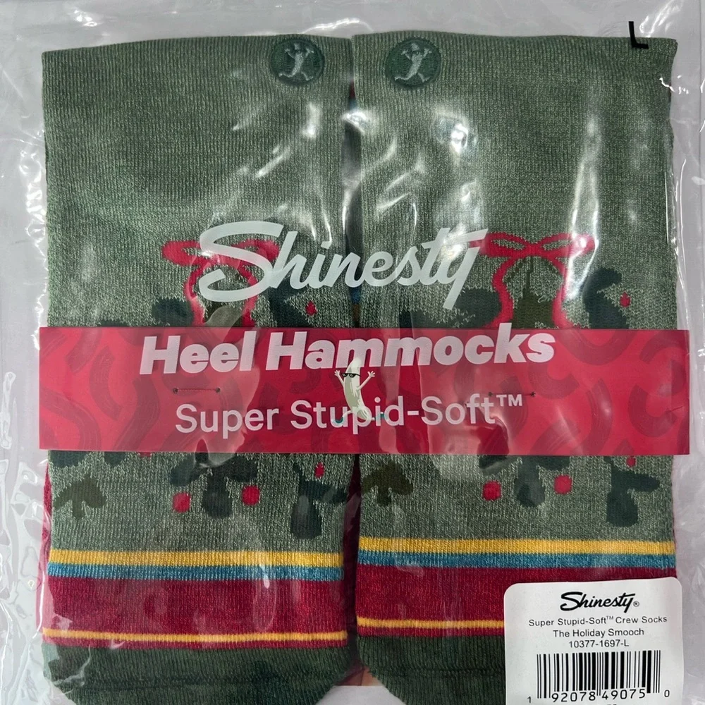Shinesty super stupid soft crew socks the holiday smooch size large Christmas NW